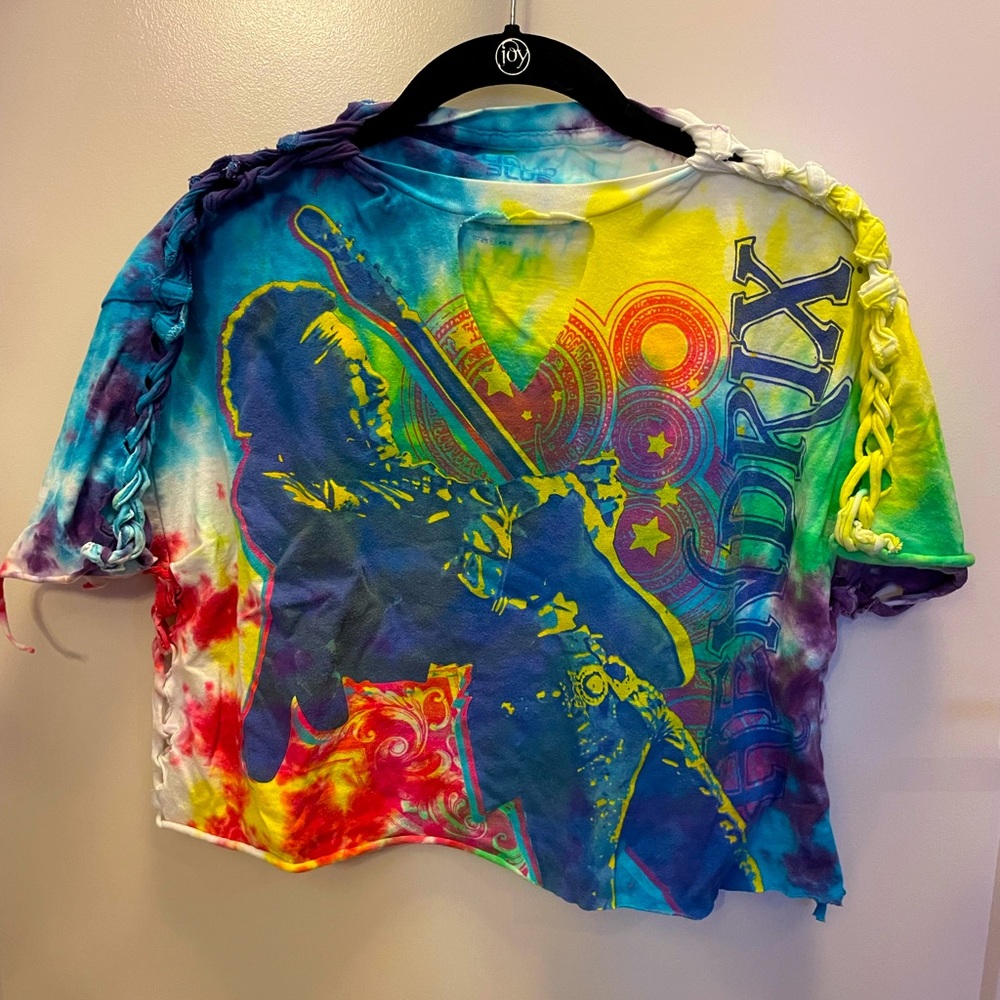 Tie Dye Distressed Jimi Hendrix cropped T-Shirt